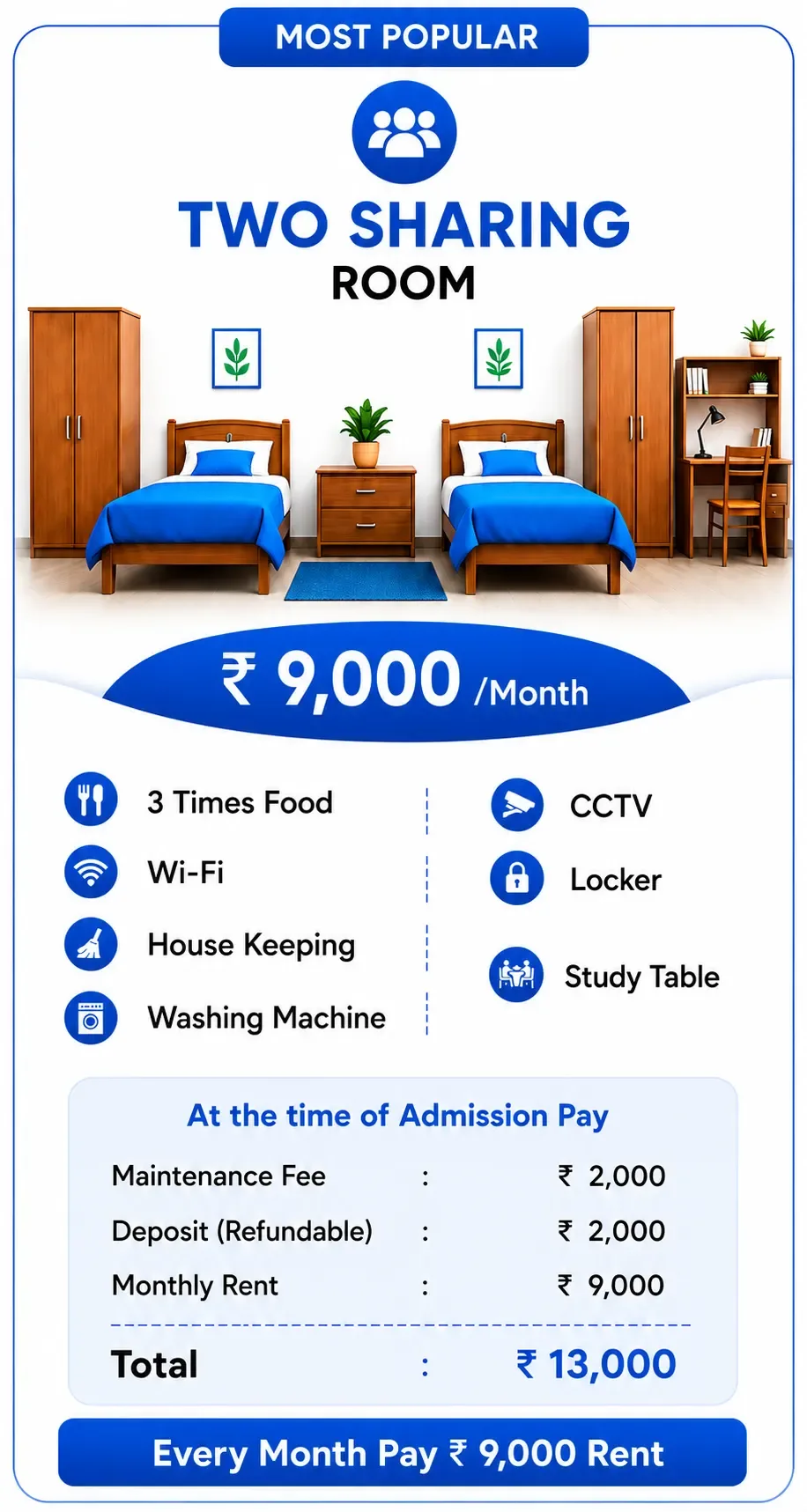 2 sharing PG in Jp nagar 